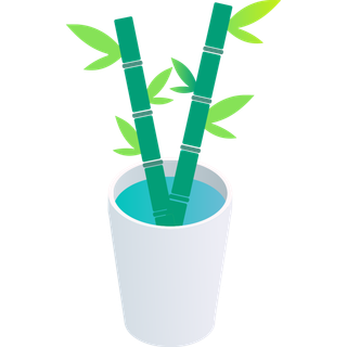 立体风格竹子盆栽