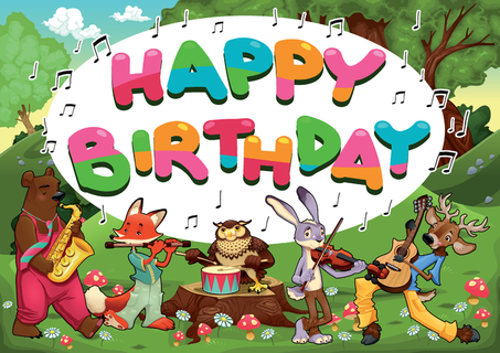 卡通动物生日快乐