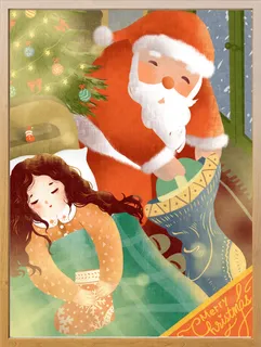 圣诞节插画圣诞老人送礼物 圣诞节插画圣诞老人送礼物