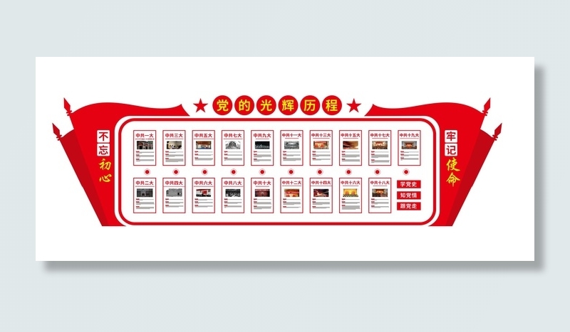 党的光辉历程党史发展文化墙