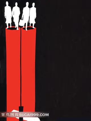 站在红色枪筒上的人物剪影电影海报