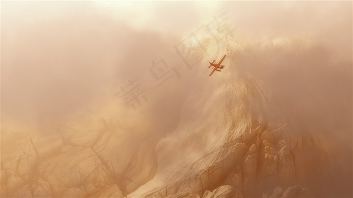 飞过雪山的飞机高清图片素材
