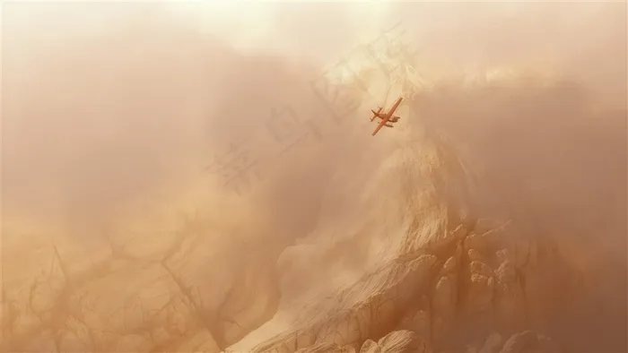 飞过雪山的飞机高清图片素材