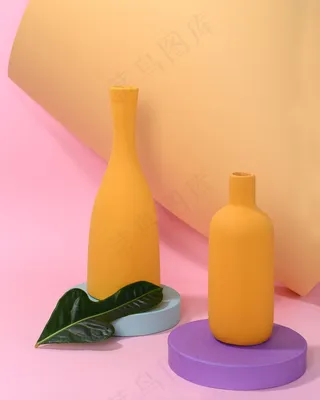 黄色陶瓷花瓶图片