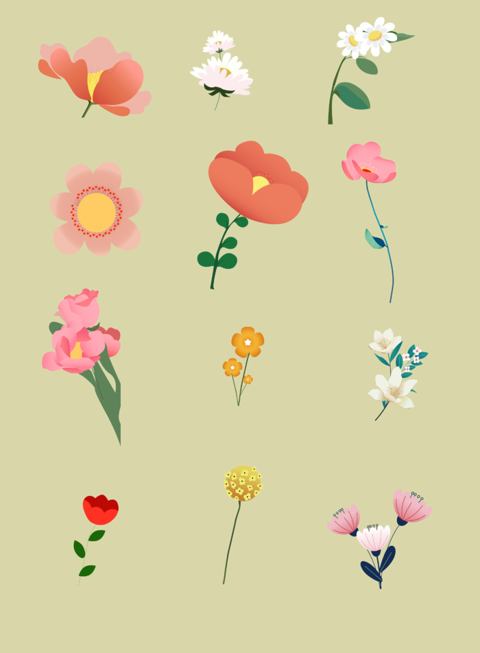 花朵4春季花卉花朵元素插画ai矢量模版下载