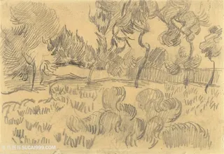 避难所花园里的树素描装饰画