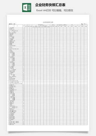 企业财务快报汇总表excel模板