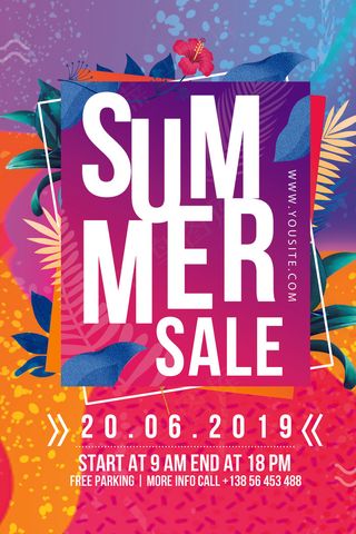 时尚清凉夏季促销夏天海报