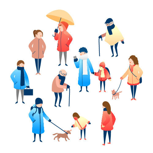 冬天服饰服装冬装穿冬装保暖冬季卡通人物男女装Ai矢量图片素材