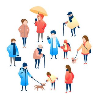 冬天服饰服装冬装穿冬装保暖冬季卡通人物男女装Ai矢量图片素材