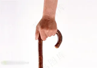 手部动作特写 单手握拐杖图