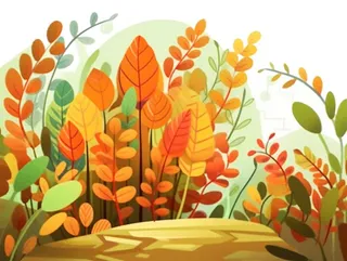 秋季黄色树叶灌木丛免抠