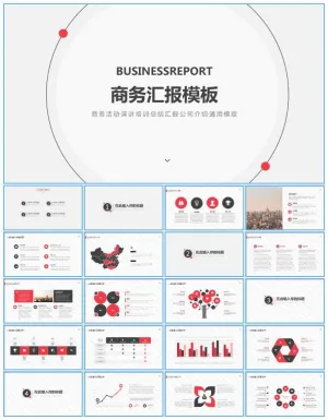 点线圈精美扁平化商务工作总结报告ppt模板预览图