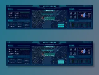 深色科技感酷炫可视化数据大屏仪表盘驾驶舱UI界面PSD模板素材