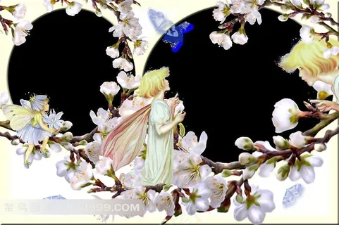 小天使蝴蝶桃花卡通相框