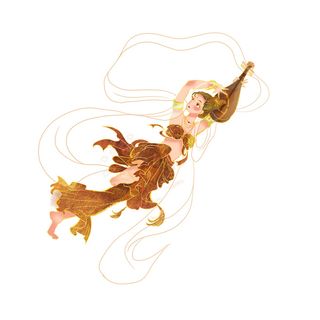 手绘国潮中国风古代敦煌神话飞天仙女美女古装人物插画PSD素材