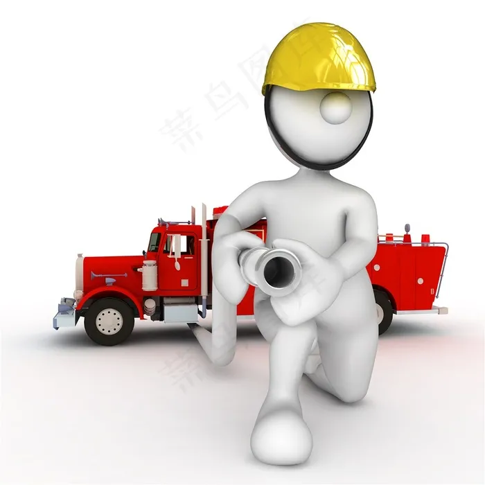 3D白色小人消防员