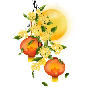 中国风 手绘 卡通元素 传统 复古红 灯笼装饰 PNG 免抠 