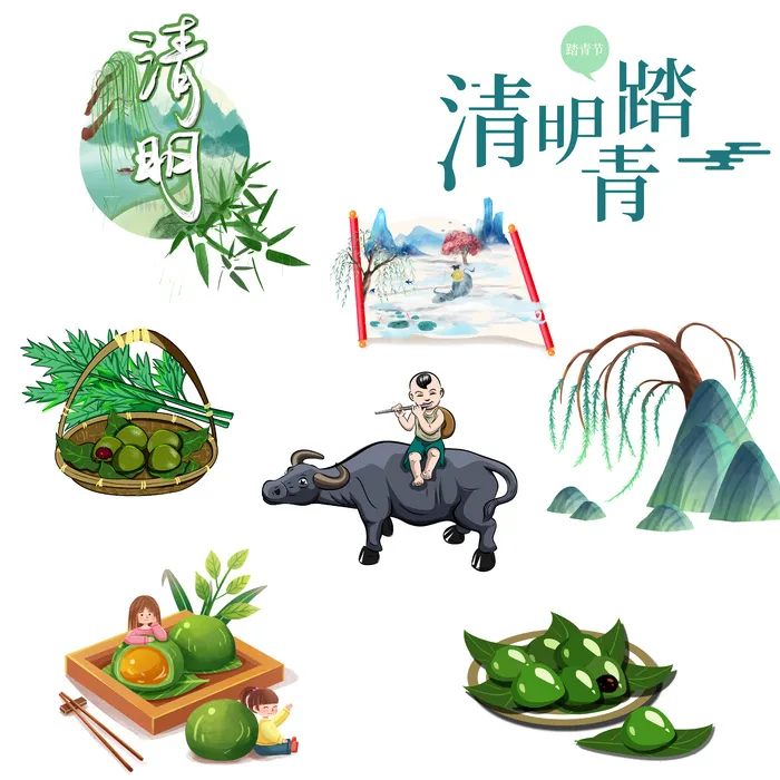 清明清明节各种元素合集