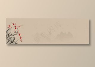 复古中国风古风国画梅花背景素材