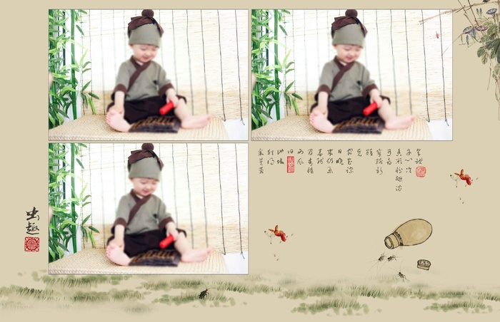 儿童工笔画PSD模板童趣-007