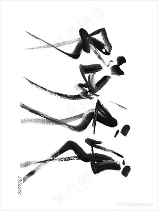 水墨水彩人物插画