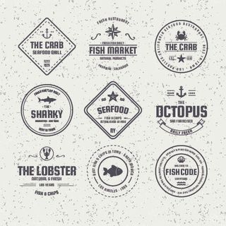 商务海洋鱼类海鲜图标LOGO标识标志标签水产图形AI矢量EPS素材图