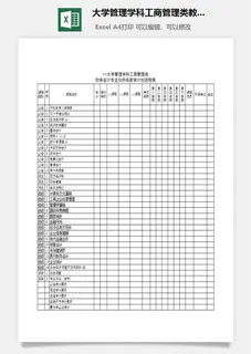 大学管理学科工商管理类教学计划excel模板
