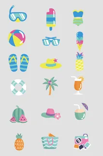 矢量海边度假元素