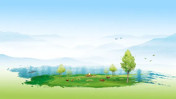 美丽新农村小清新水彩风格背景 美丽新农村小清新水彩风格背景