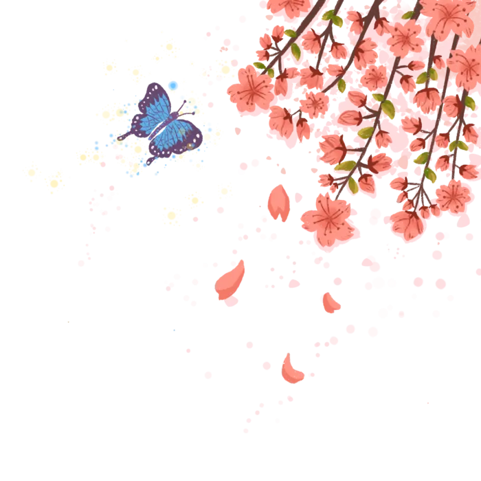 春天浪漫粉红色樱花手绘樱花梅花桃花花朵图片PNG免扣素材