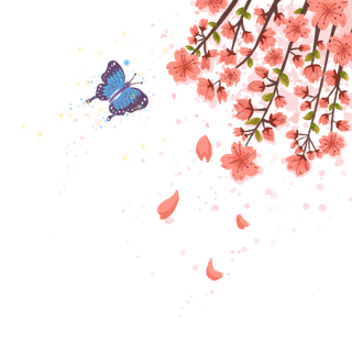 春天浪漫粉红色樱花手绘樱花梅花桃花花朵图片PNG免扣素材