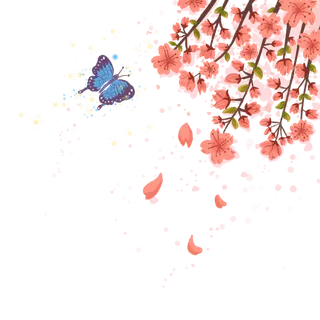 春天浪漫粉红色樱花手绘樱花梅花桃花花朵图片PNG免扣素材