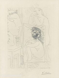 毕加索时尚线描室内镜子装饰画