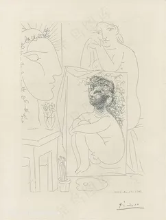 毕加索时尚线描室内镜子装饰画 毕加索时尚线描室内镜子装饰画