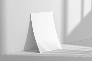 单张黑白灰简约靠墙光影海报样机