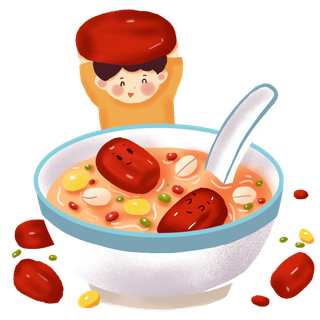 腊八元素-卡通腊八节腊八粥艺术字体八宝粥PNG免扣腊八海报装饰插画PNG素材