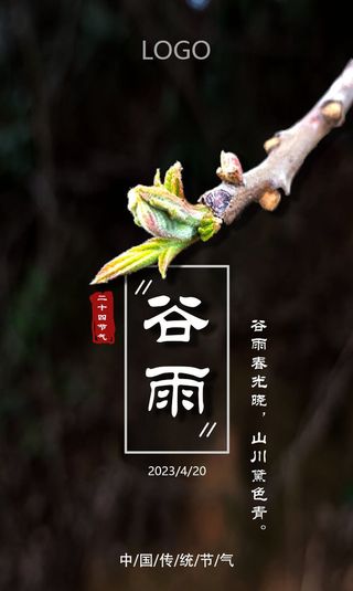 传统二十四节气谷雨海报
