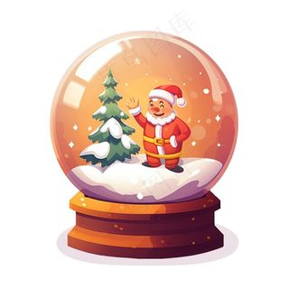 圣诞水晶球玩具礼物卡通插画免抠