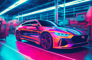 一辆跑车停在车库里面