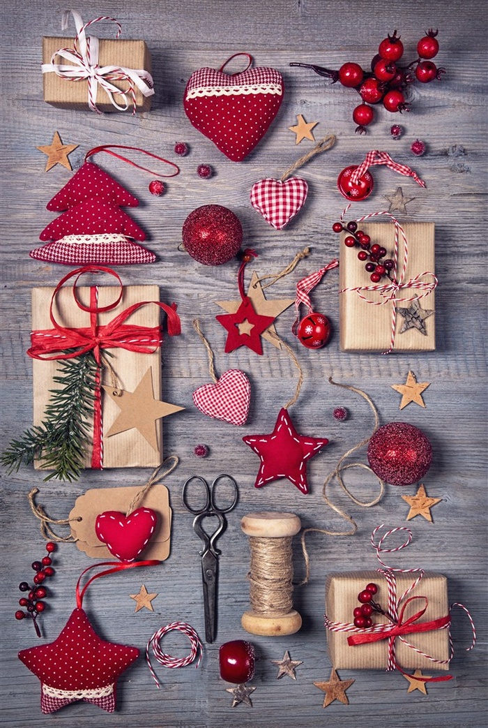 木板上的圣诞节装饰元素图片