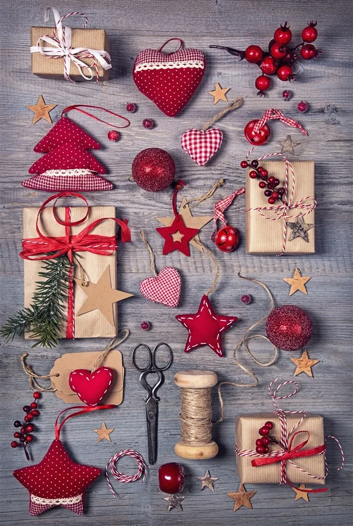 木板上的圣诞节装饰元素图片