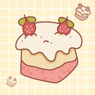 手绘草莓蛋糕插画