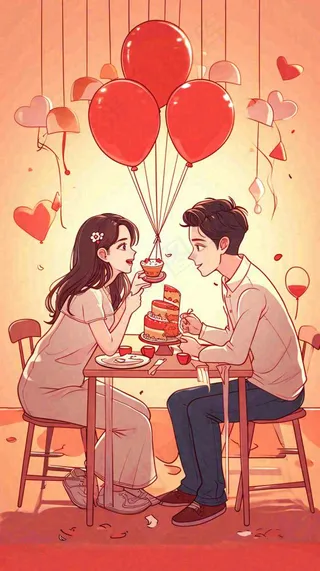 甜蜜情人节情侣爱情陪伴，爱心520温馨