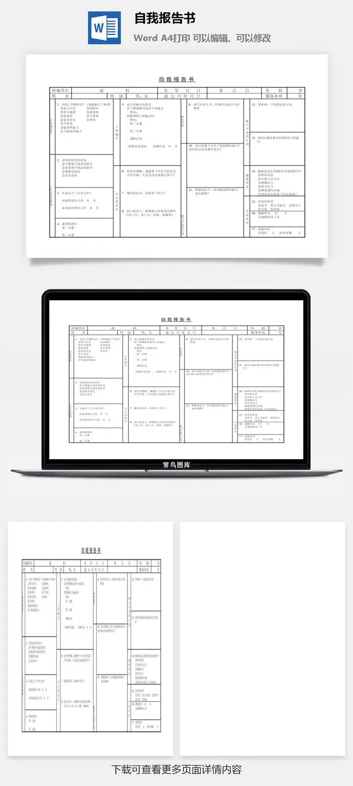 自我报告书word模板