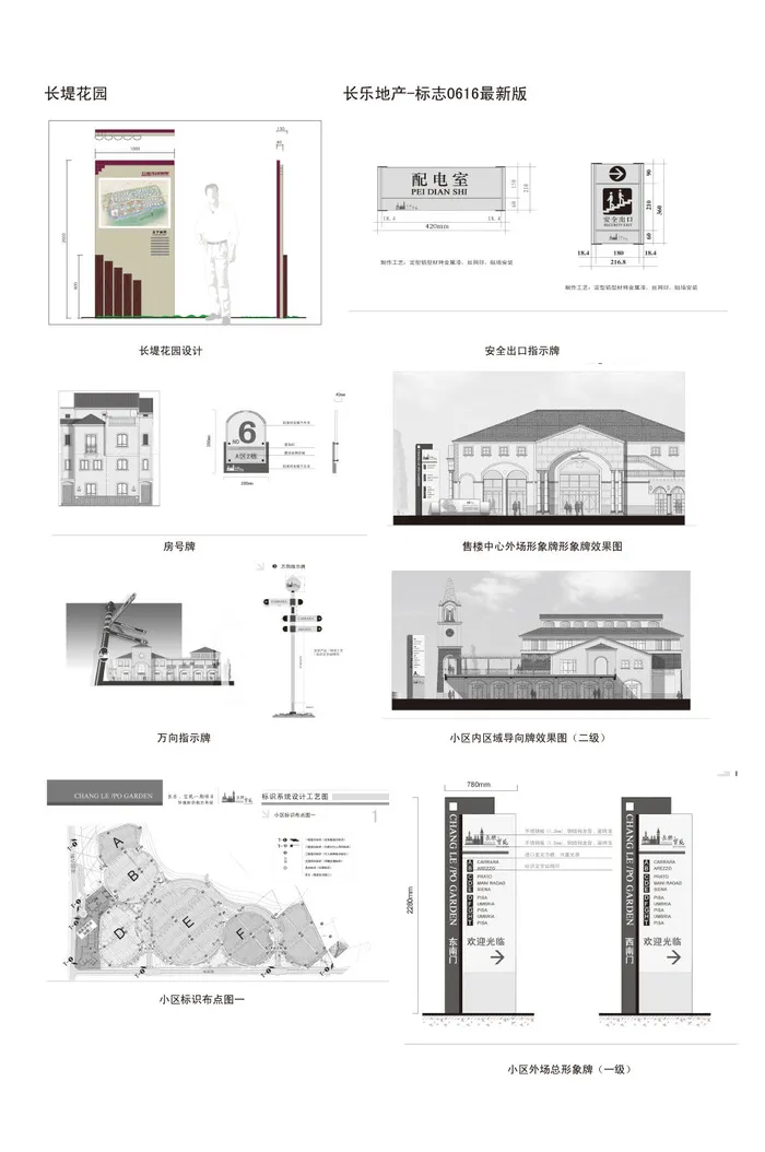 全套小区导示牌配电室牌导视牌ai矢量模版下载