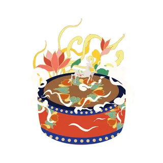时尚微景观山水装饰庭院祥云中式国潮风插图插画元素素材设计模板 时尚微景观山水装饰庭院祥云中式国潮风插图插画元素素材设计模板