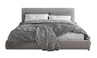 灰色简单大气的床和床单被罩素材免扣