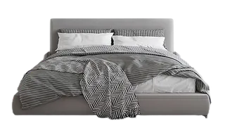 灰色简单大气的床和床单被罩素材免扣