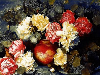 欧式复古油画繁花似锦花卉